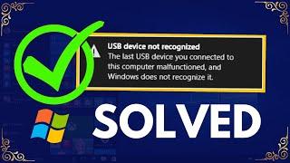 USB Device Not Recognised Error Fixed On Windows 10  11  7