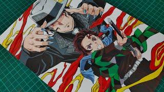 Drawing Tanjiro and Kibutsuji Muzan  Demon Slayer  Kimetsu no Yaiba 鬼滅の刃