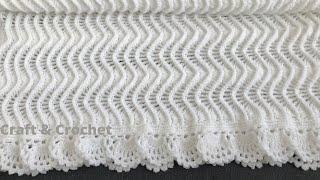 Easy crochet baby blanket craft & crochet blanket pattern 1204