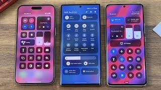 Samsung OneUI 6.0 vs Xiaomi HyperOS vs Apple iOS 17 - Control Centre