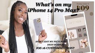 WHATS ON MY IPHONE 14 PRO MAX?  HOW I EDIT MY PICTURES iOS 16 AESTHETIC CUSTOMIZATION ETC.