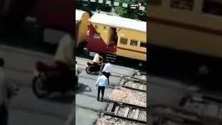 Etawah Train Crashes Into Bike  Bike Accident  Uttar Pradesh News  #Shorts  English News