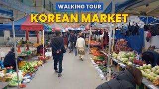 4k Korea - Village Market - People Shopping for Dinner Groceries