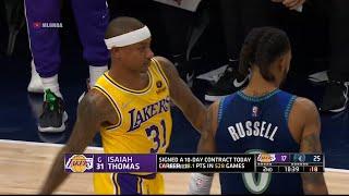 Isaiah Thomas checks in gets a standing ovation and scores first points 