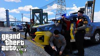 Kejar Kejaran Patroli Sabhara Dengan Perampok Mobil Anti Peluru   GTA 5 Mod Polisi Indonesia