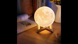 Видеообзор настольный светильник ночник сенсорный на аккумуляторе Лампа Луна Magic 3D Moon Lamp