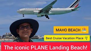 The World Famous Airport Beach Maho Beach St. Maarten Very low passing Airplane spotting point