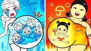 Oh Elsa Has Multiple Pregnancy - Hot Squid Game VS Frozen Pregnant  Paper Dolls Story Animation