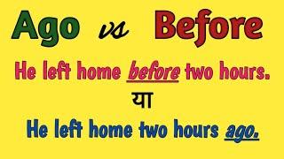 Before vs AgoWhen to Use AGO & BEFOREEnglish Grammar@Engmania2021