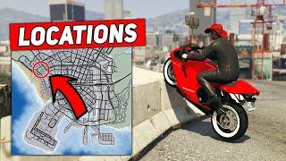 TOP 50 MOTORCYCLE STUNT SPOTS FOR BEGINNERS & Pros + Locations  GTA 5 Stunts