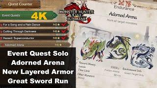 MHR Sunbreak Event Quest Solo - Adorned Arena New Layered Armor Set