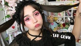  GRWM while I try not to cry  easy peachy pink lolita makeup