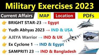 Military Exercises 2023 Current Affairs  Jan To Nov  युद्ध अभ्यास 2023 CA  Current Affairs 2023 