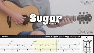 Sugar - Maroon 5  Fingerstyle Guitar  TAB + Chords + Lyrics