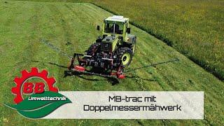 BB Umwelttechnik  MB-trac mit Doppelmesser Frontschmetterling  Mähen 1. Schnitt