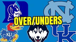 Blue Blood OverUnders - Duke UConn Kentucky Kansas and North Carolina Predictions