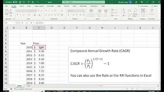 Computing Compound Annual Growth Rate in Excel