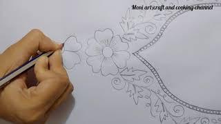 Hand drawing neck design for girls dress.How to draw an easy neckline design for dress.\ep20