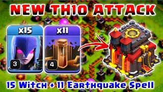 New TH10 Attack  15 Witch + 11 Earthquake Spell TH10 Attack strategy