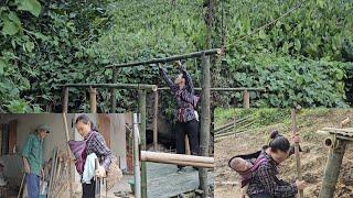 Single mother builds a bamboo house. single mother life. Ly Vy Ca