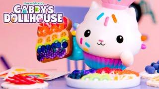 Learn Colors with FOOD  Make Rainbow Crafts You Can Eat  GABBYS DOLLHOUSE TOY PLAY ADVENTURES