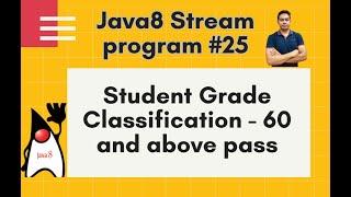 Java8 Streams Interview Question-25-Student Grade Classification -PASS or FAIL-by Naren