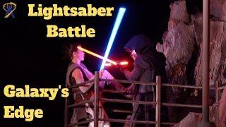 Star Wars Lightsaber Battle and Stunt Show in Galaxys Edge during media event