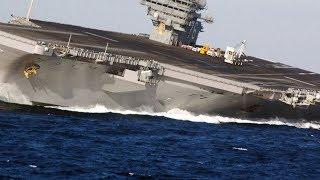 HIGH SPEED MANEUVERS US Nimitz-class SUPERCARRIER in a series of EXTREME RUDDER TESTS