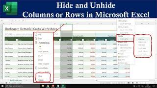 How to Hide and Unhide Columns and Rows in Microsoft Excel for Beginners