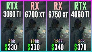 RTX 3060 TI vs RX 6700 XT vs RX 6750 XT vs RTX 4060 TI - Test in 15 Games