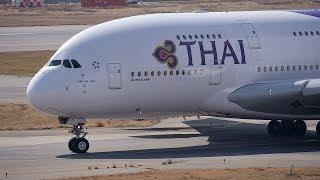 Thai Airways Airbus A380 HS-TUB Takeoff from Kansai 24L  KIXRJBB  Kansai Airport 