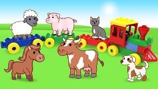 Учим Животных для малышей - Детская песня про Поезд и животных