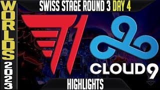 T1 vs C9 Highlights  Worlds 2023 Swiss Stage Day 4 Round 3  T1 vs Cloud9