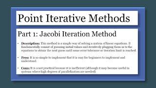 Point Iterative Methods pt.1 Jacobi method