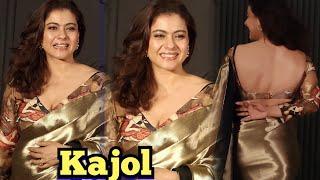 Kajol Looks Beautiful in Saree look for Sonakshi Zaheer Wedding Reception Party