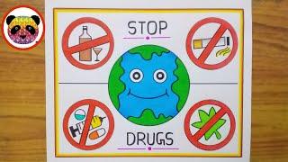 International Day Against Drug Abuse Poster Drawing  Anti Drugs Day Poster  Lahari Virudha Poster