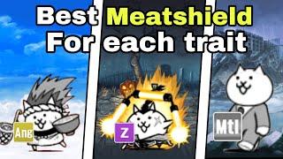 What is the best meatshield for each trait in the battle cats?