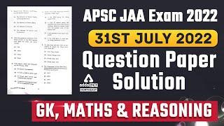 APSC JAA Exam 2022 I APSC JAA  Answer Key  Complete Question Paper Solution Adda247 Northeast