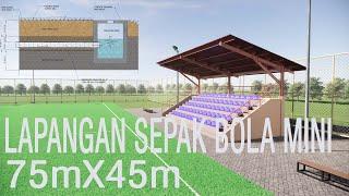 Gambar Lapangan Sepak Bola ukuran 75mx 45m & Tribun - Mini Soccer