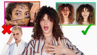 5 CURLY HAIR BANG MISTAKES TO AVOID reacting to brad mondos curly hair bang video