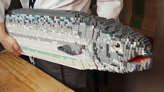 Huge Lego Salmon fish Cutting  Mukbang    Stop Motion Cooking ＆ ASMR