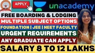 Unacademy Hirings 2024  Sanganabasava College Hirings  Free Boarding & Lodging  Latest Jobs 2024