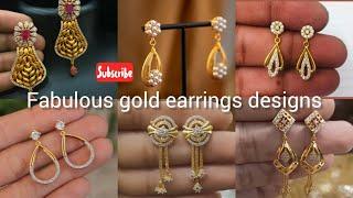 Fabulous gold earrings designs with weight ll earrings 22crt gold ll light weight earrings