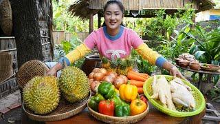 Yummy Durian fruit and chickens cooking - Countryside life TV