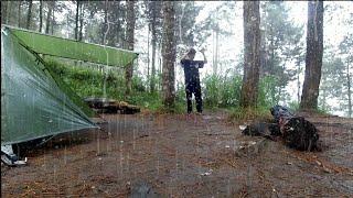 SOLO CAMPING IN HEAVY RAIN AND THUNDERSTORMS • 2 DAYS RELAXING CAMPING RAIN • HEAVY RAIN CAMPING