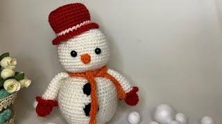 #اميجرومي كروشيه طريقه عمل رجل الثلج بالكروشيه  snow man crochet ️ بطريقه سهله للمبتدئين