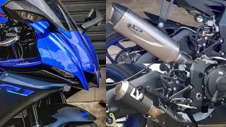 202223 YAMAHA YZF R1 Exhaust Sound Comparison  SPARK EWC with FORCE 2 SILENCER vs LEO VINCE LV10