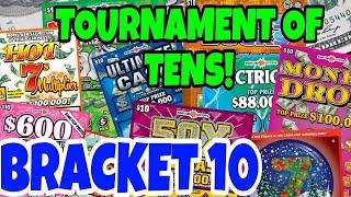 TOURNAMENT OF TENS #10 $100 LOTTERY SCRATCH OFF CHALLENGE #scratchers #scratchoffs #lottery