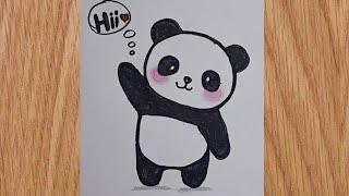 Draw A Cute Panda  ️ Easy drawing  Cartoon drawing  draw in 2 mins  BABY PANDA 