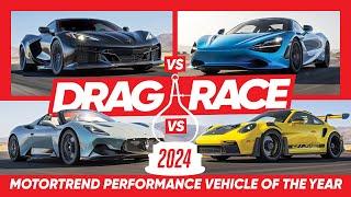 DRAG RACE McLaren 750s Maserati MC20 GT3 RS Corvette E-Ray  MotorTrend